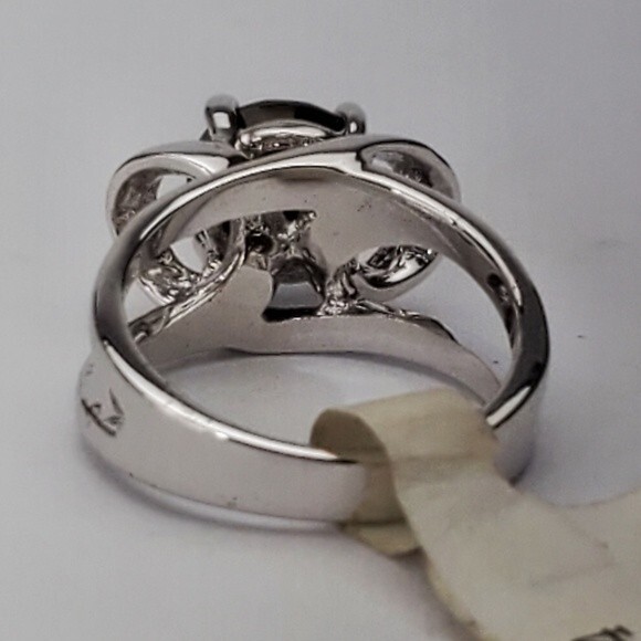 Silver black cocktail ring Size 4 - Picture 4 of 7